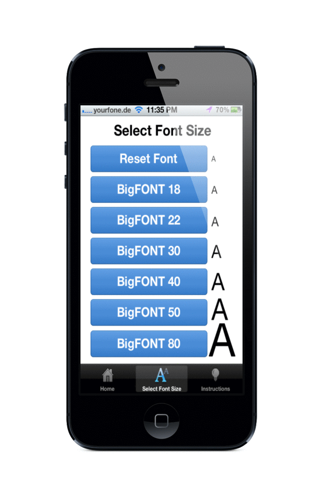 Example of Bigfont iPhone app